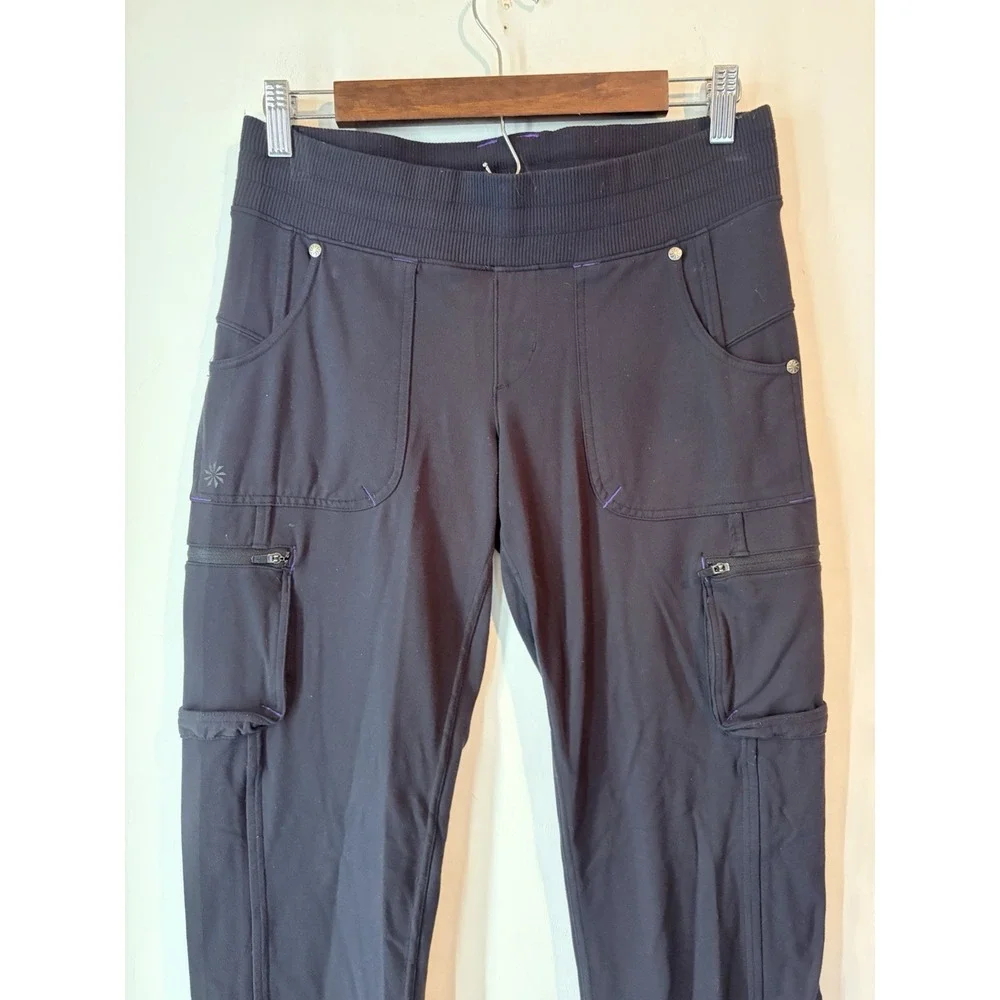 Athleta Athletic Cargo Pants‎ Black Size Small Baggy Tapered Leg - Picture 2 of 6